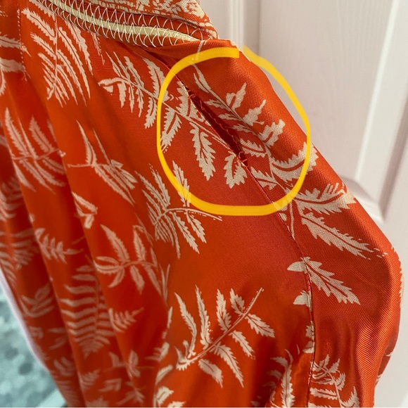 NWT ZARA Long Orange and White fern print Hanoi Kimono with belt size S - Picture 10 of 10